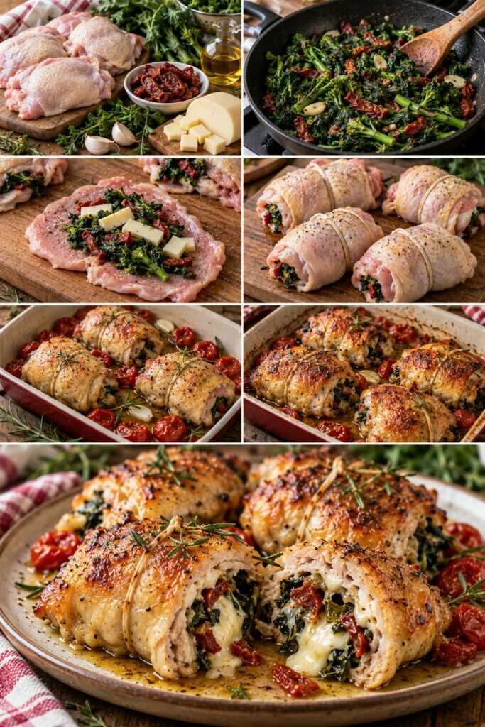 Sovracosce di Pollo Ripiene di Cime di Rapa, Scamorza e Pomodori Secchi – Puglia