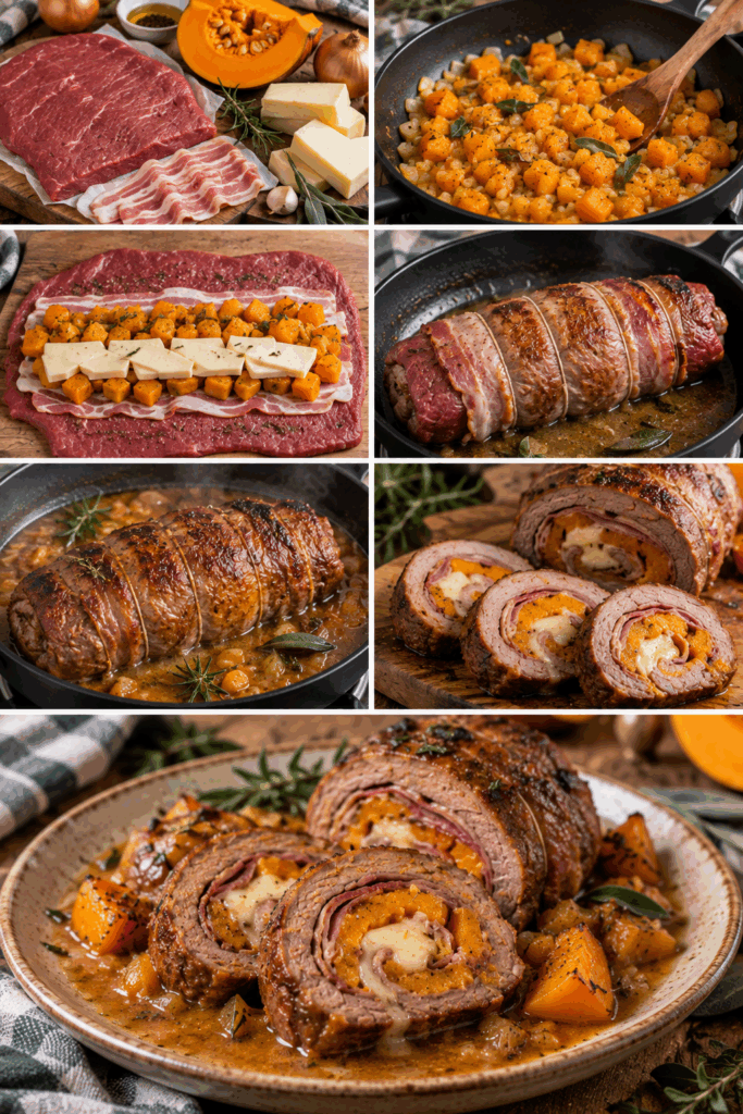 Rollè di Manzo Ripieno di Zucca, Provolone e Pancetta – Campania