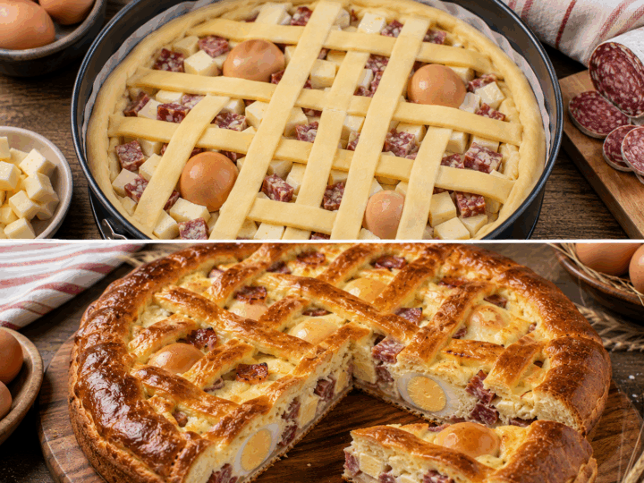 Pizza Rustica di Pasqua con Formaggi e Salame – Campania