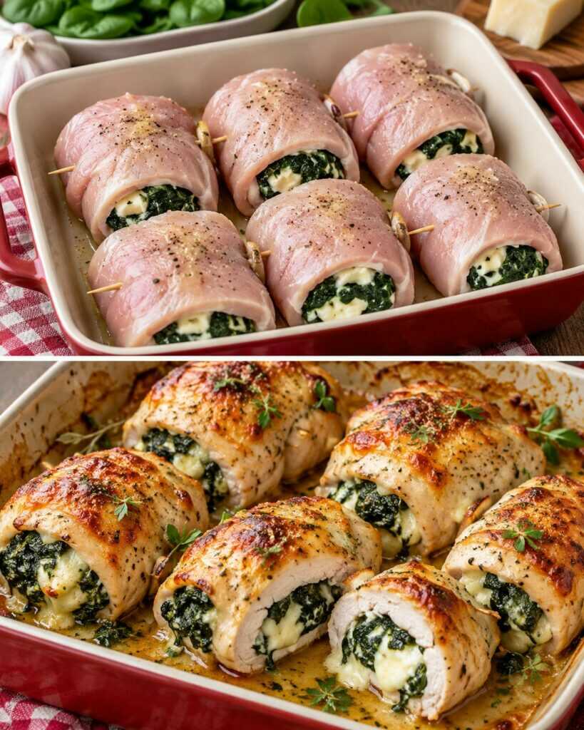 Rotolini di Tacchino Ripieni di Spinaci e Formaggio