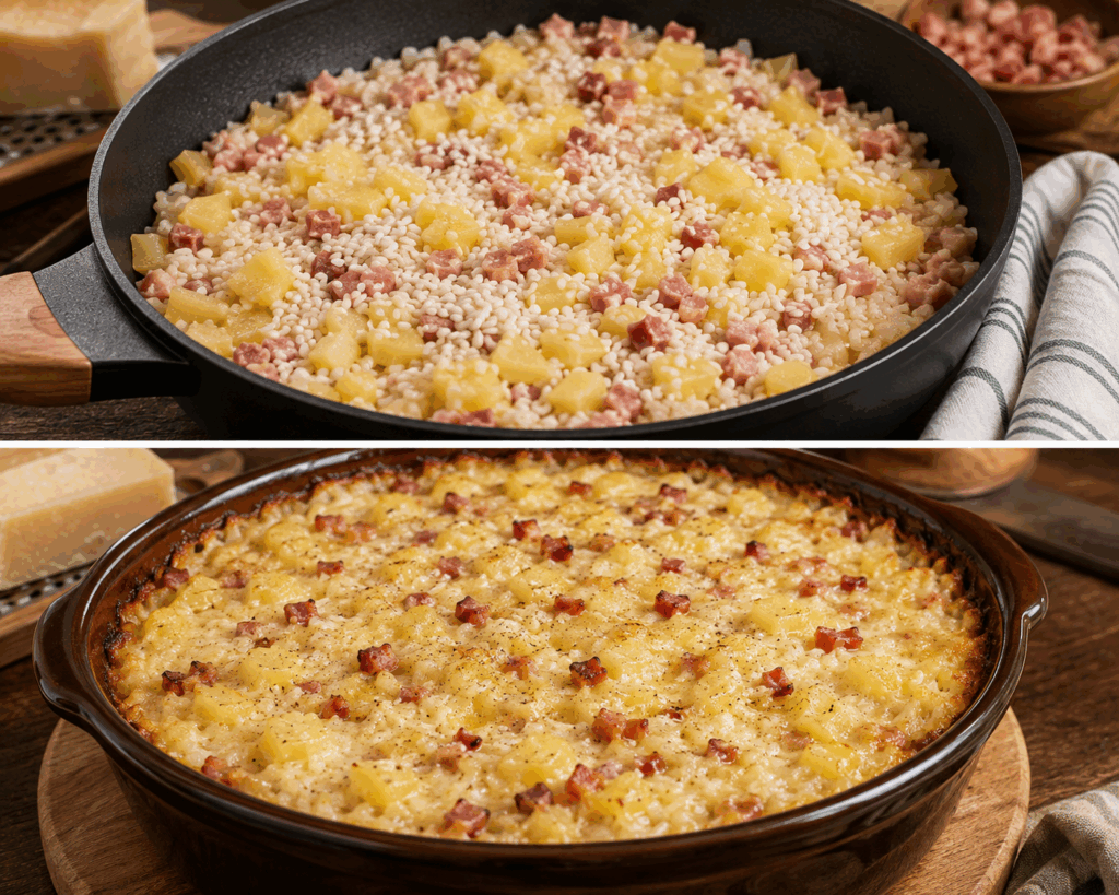 Riso alla Bellunese con Patate, Pancetta e Formaggio – Veneto