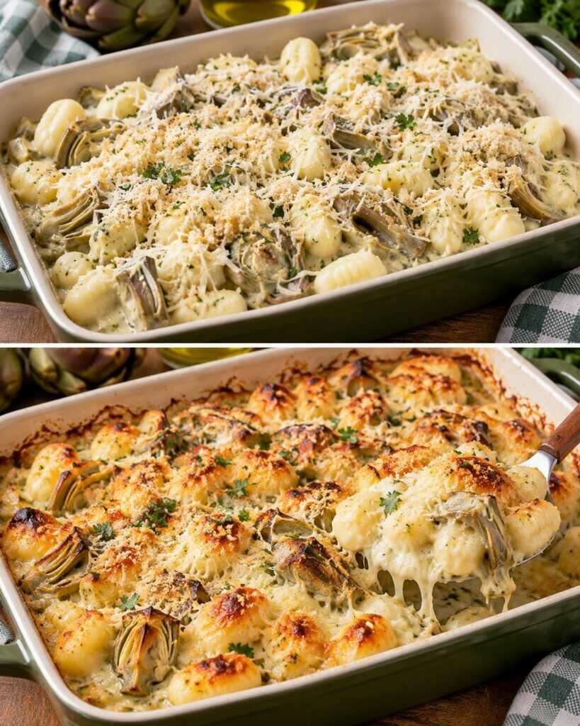 Gnocchi di Ricotta Gratinati con Crema di Carciofi e Pecorino