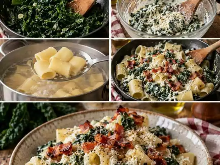 Mezzi Paccheri con Cavolo Nero, Ricotta e Pancetta Croccante – Toscana