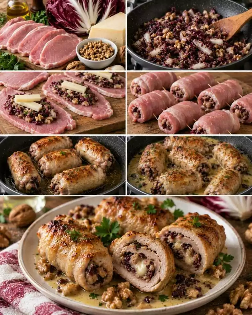 Involtini di Maiale con Radicchio, Asiago e Noci