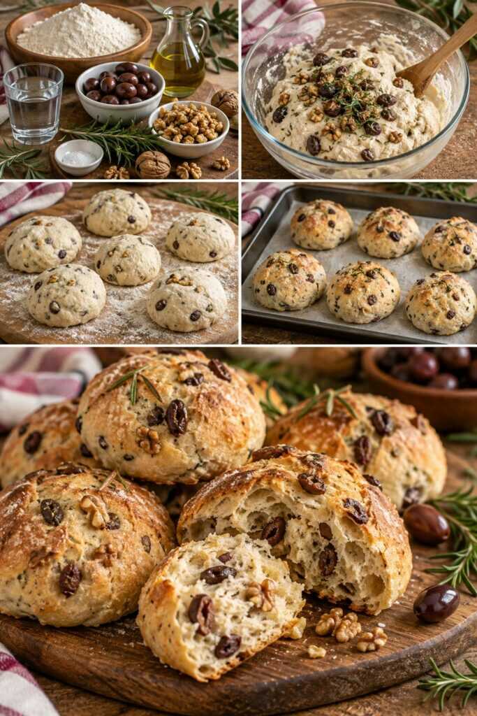 Panini Rustici alle Olive Taggiasche, Noci e Rosmarino – Liguria