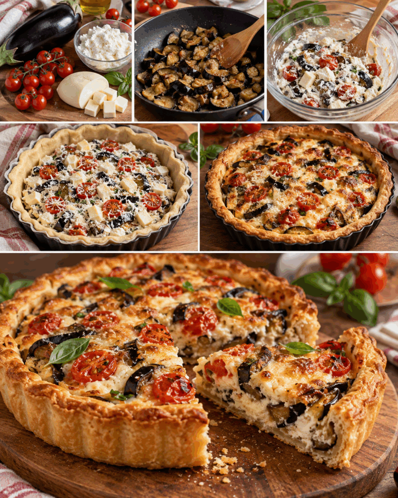 Crostata Salata con Melanzane, Ricotta, Pomodorini e Provola – Campania