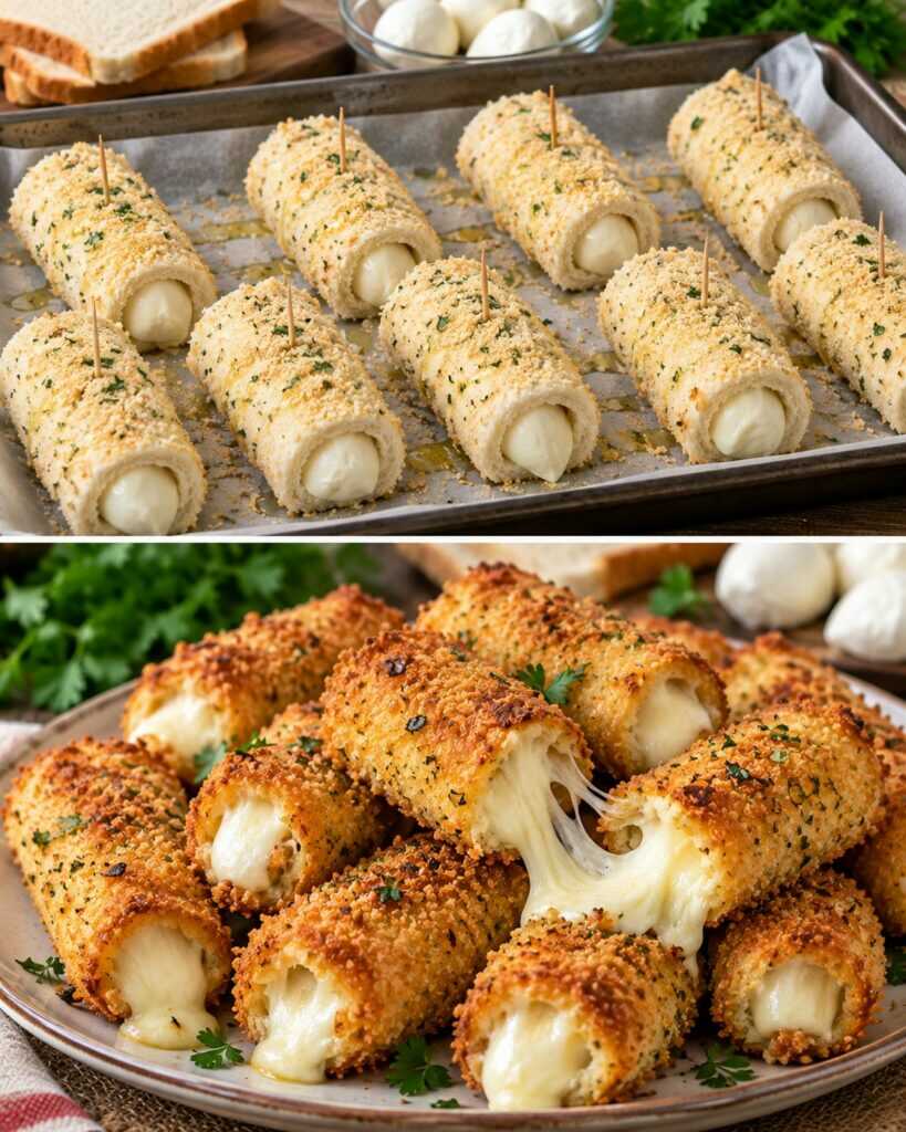 Tubetti di Pane Croccante Ripieni di Mozzarella