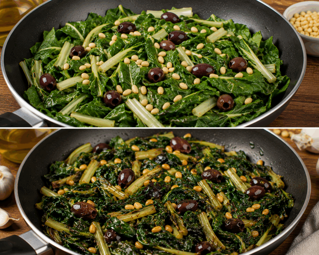 Bietole in Padella alla Ligure con Pinoli e Olive – Liguria