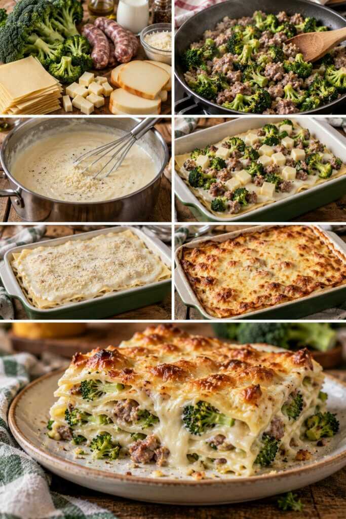Lasagnetta Bianca con Broccoli, Provola Affumicata e Salsiccia – Campania