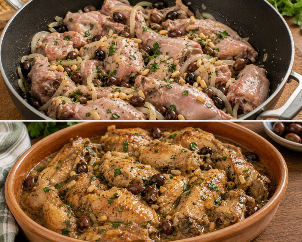 Coniglio alla Ligure con Olive Taggiasche e Pinoli – Liguria