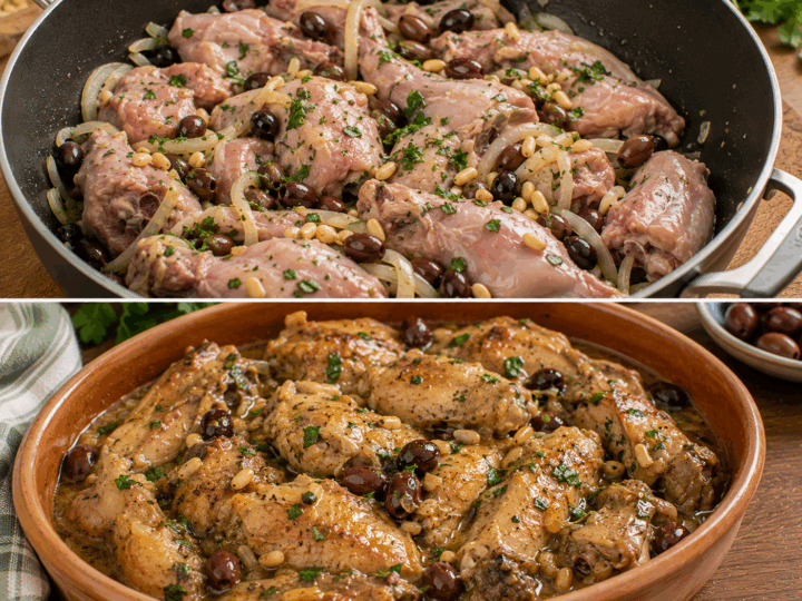 Coniglio alla Ligure con Olive Taggiasche e Pinoli – Liguria