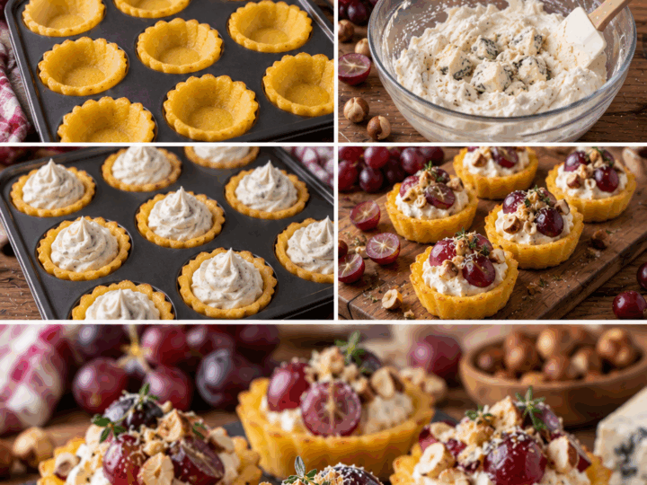Tartellette Fredde di Polenta con Mousse di Gorgonzola, Uva e Nocciole – Piemonte