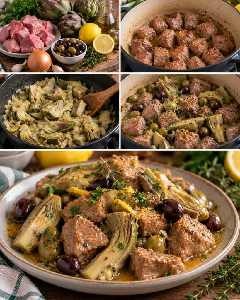 Spezzatino di Vitello con Carciofi, Olive e Limone – Toscana