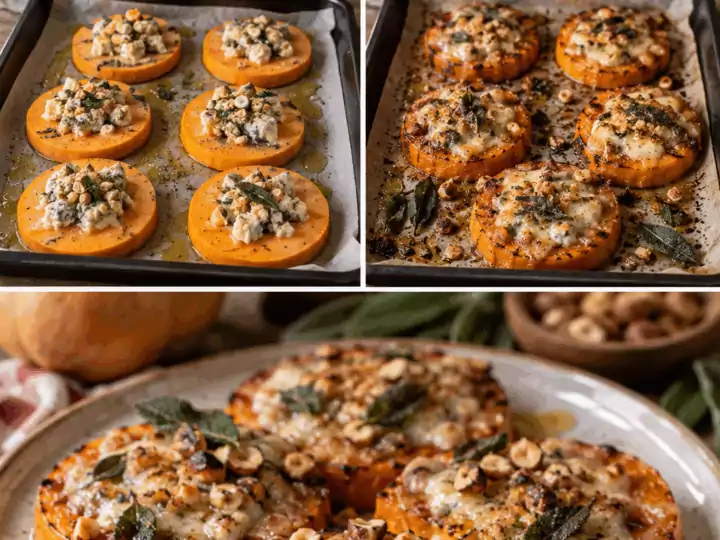 Medaglioni di Zucca al Forno con Gorgonzola, Nocciole e Salvia – Veneto