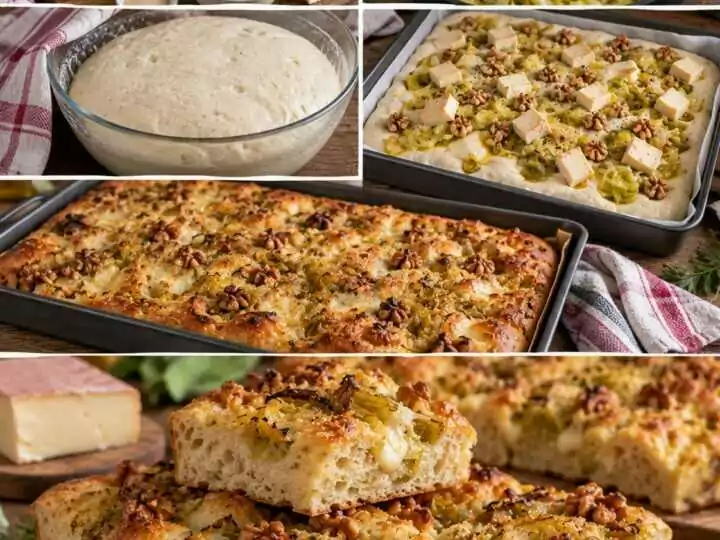 Focaccia Alta con Porri, Taleggio e Noci – Lombardia