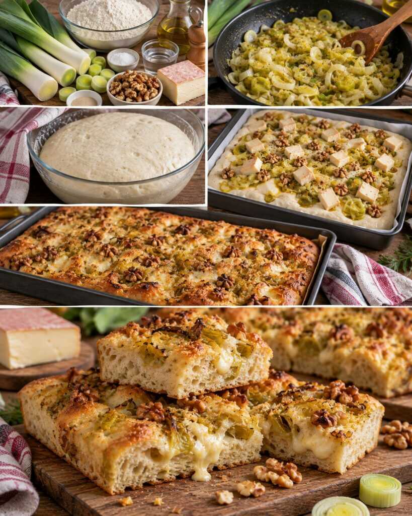 Focaccia Alta con Porri, Taleggio e Noci – Lombardia