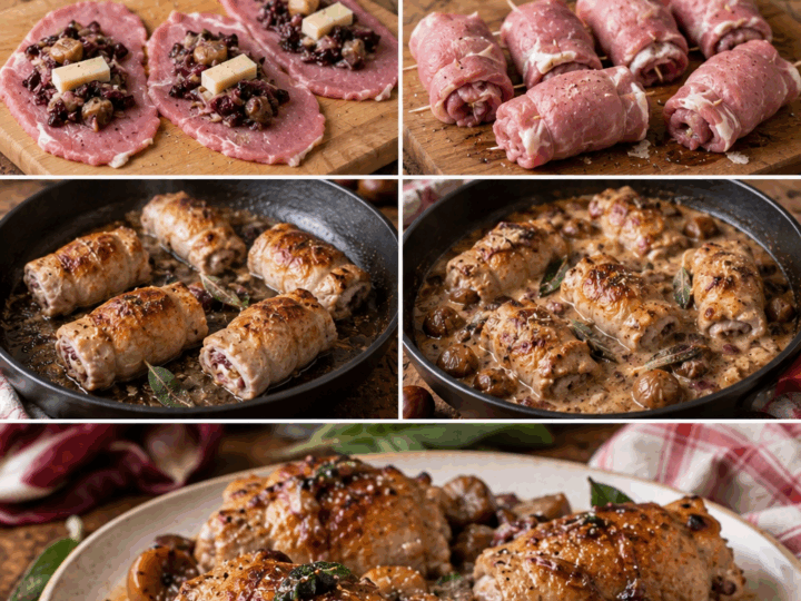 Involtini di Maiale con Castagne, Radicchio e Asiago – Veneto