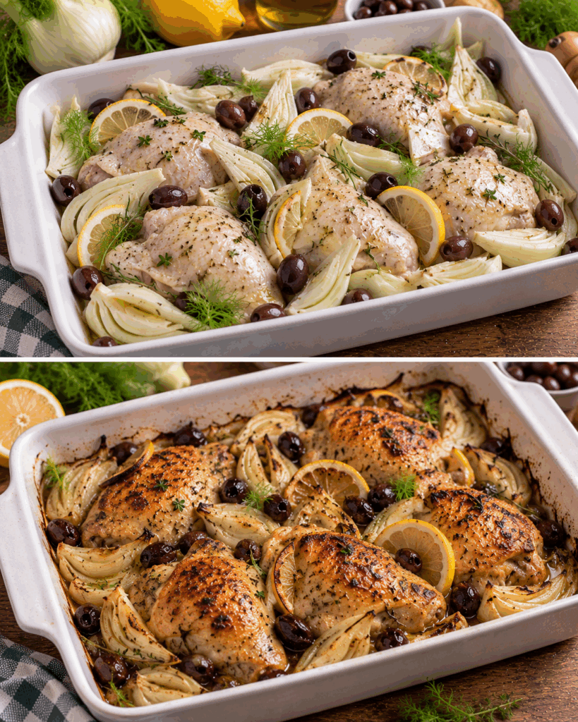 Pollo Arrosto con Finocchi, Olive Taggiasche e Limone – Liguria