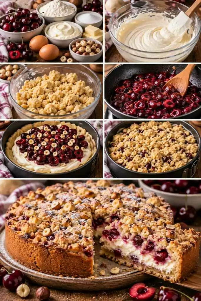Sbriciolata Cremosa al Mascarpone con Ciliegie e Nocciole – Piemonte