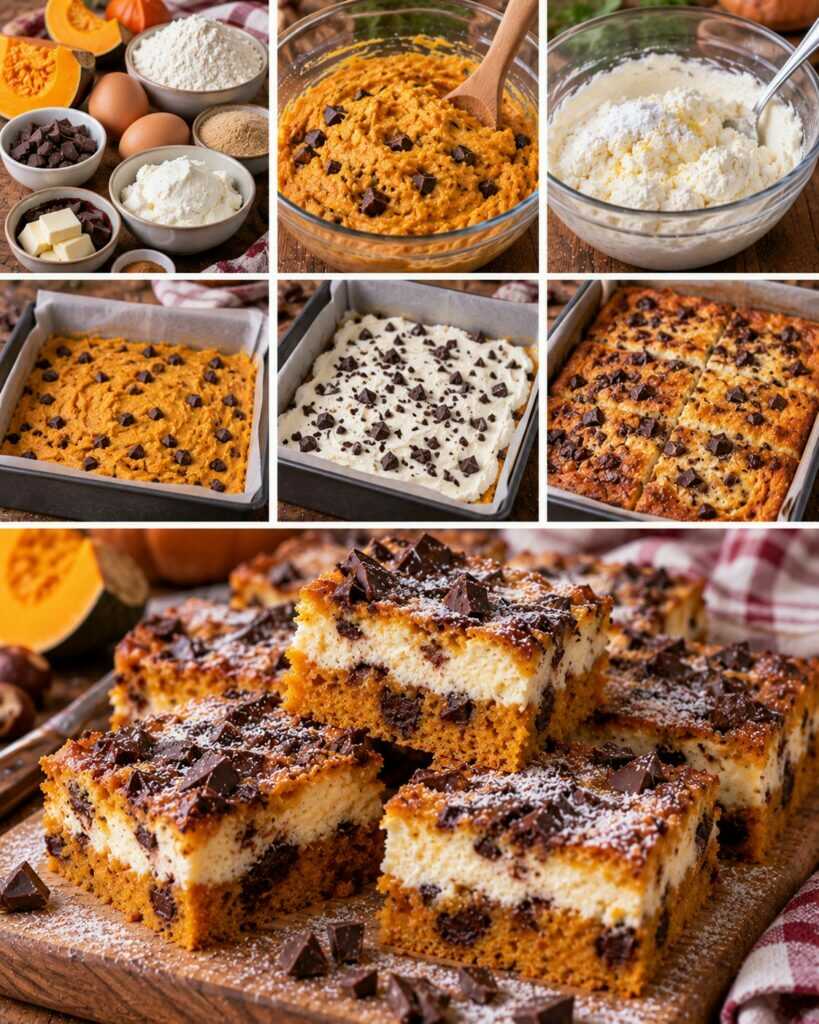 Quadrotti alla Zucca con Cioccolato Fondente e Crema di Ricotta – Emilia-Romagna