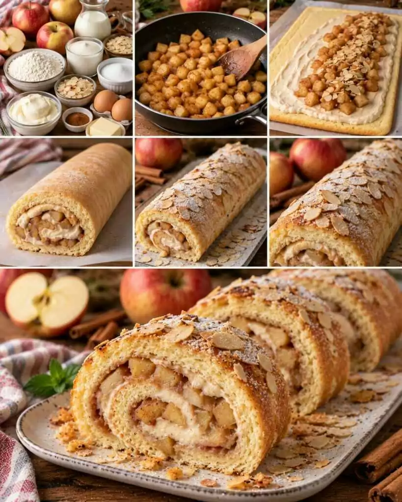 Rotolo Soffice alle Mele con Crema alla Cannella e Mandorle – Trentino-Alto Adige