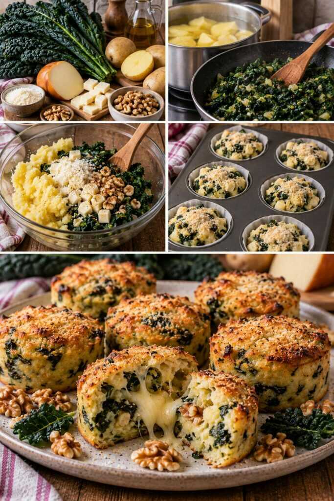 Tortini di Cavolo Nero con Patate, Scamorza e Noci – Toscana