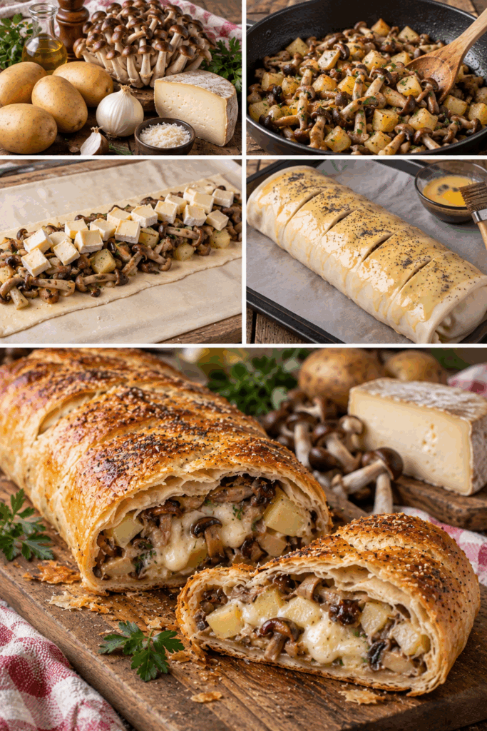 Strudel Rustico con Funghi Chiodini, Patate e Taleggio – Lombardia