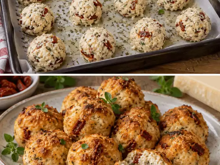 Polpettine di Ricotta al Forno con Pomodori Secchi, Parmigiano e Origano – Emilia-Romagna