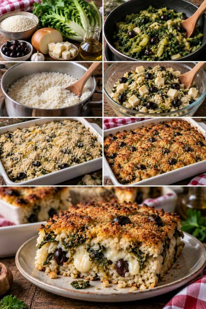 Riso al Forno con Scarola, Provola Affumicata e Olive Nere – Campania