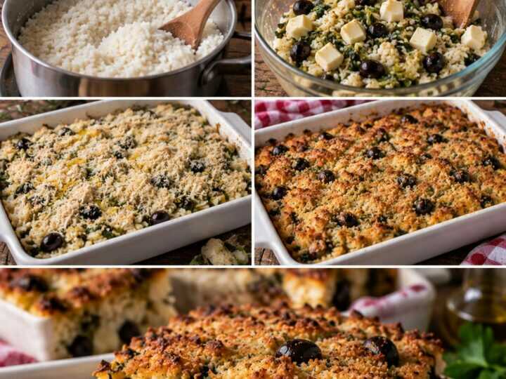 Riso al Forno con Scarola, Provola Affumicata e Olive Nere – Campania
