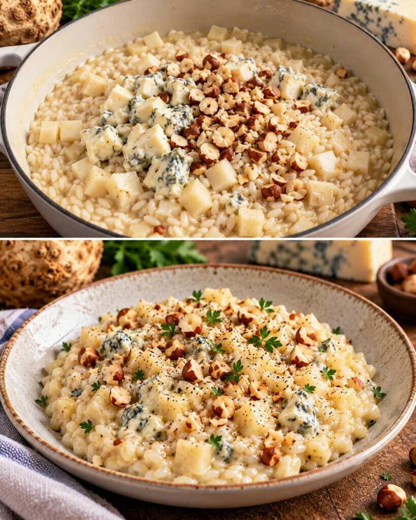 Risotto al Sedano Rapa con Gorgonzola Dolce e Nocciole