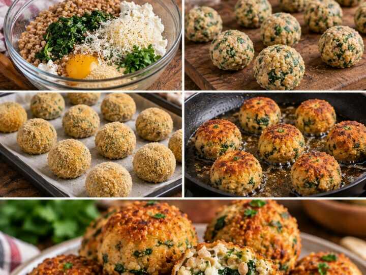 Polpettine Dorate di Farro con Ricotta, Spinaci e Parmigiano