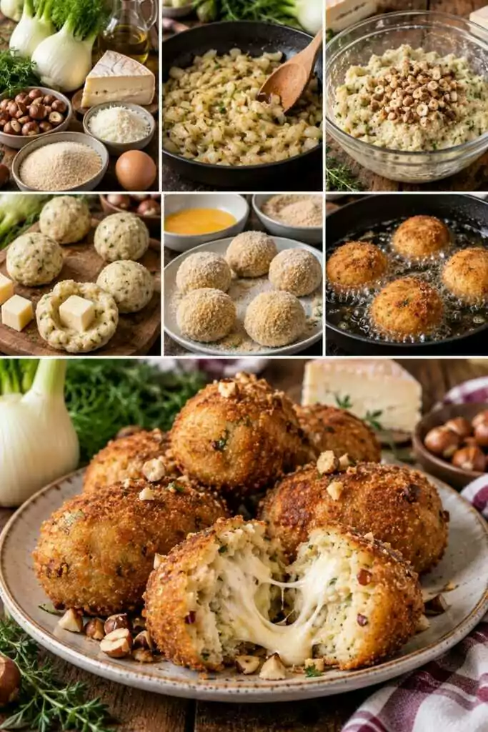 Crocchette di Finocchi con Cuore di Taleggio e Nocciole