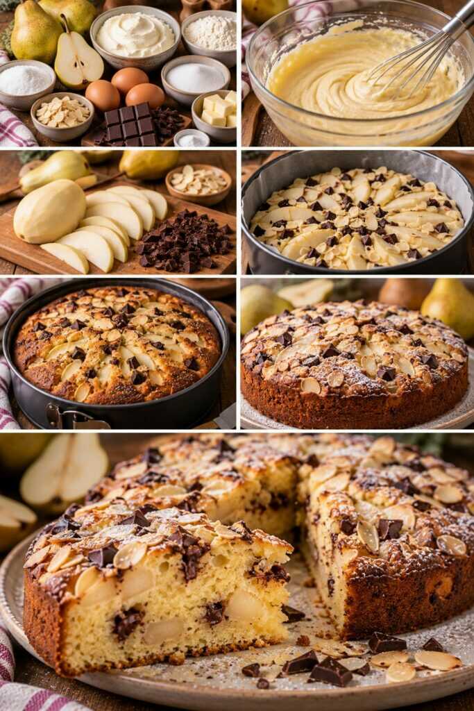 Torta Soffice al Mascarpone con Pere, Mandorle e Cioccolato Fondente – Lombardia