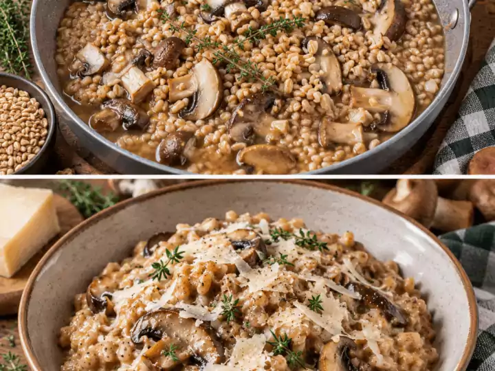 Farro Cremoso con Funghi, Pecorino e Timo – Toscana