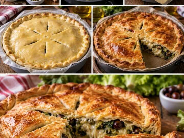 Torta Salata con Scarola, Provola, Olive e Capperi – Campania