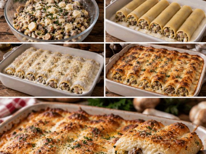 Cannelloni con Porri, Salsiccia, Toma e Funghi – Piemonte
