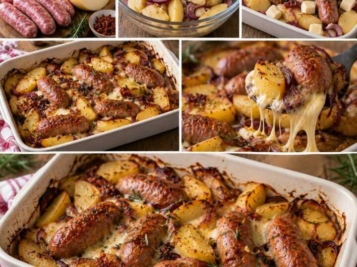 Salsiccia al Forno con Cipolle Rosse, Patate e Caciocavallo – Calabria