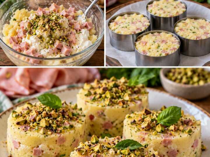 Tortini Freddi di Patate con Mortadella, Squacquerone e Pistacchi – Emilia-Romagna