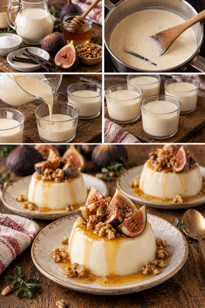 Panna Cotta alla Vaniglia con Fichi, Miele e Noci – Toscana