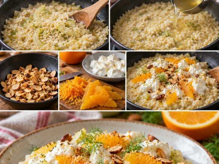 Risotto al Finocchio con Burrata, Arancia e Mandorle Tostate