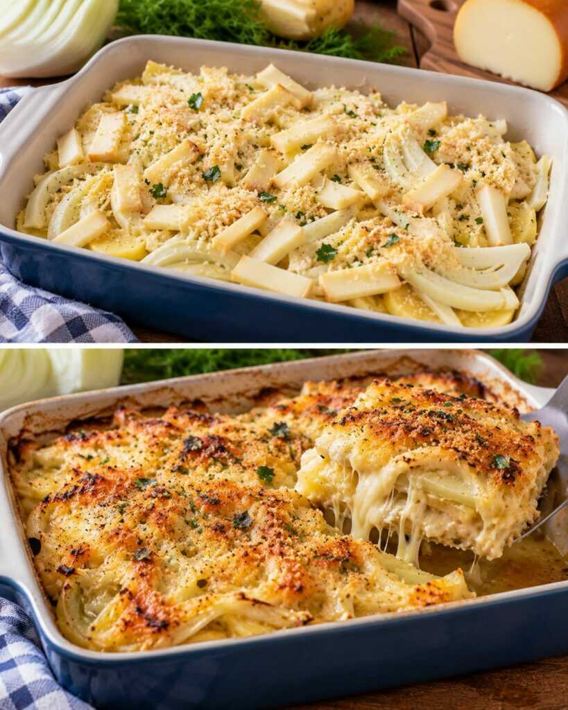 Sformato di Finocchi, Patate e Scamorza Affumicata