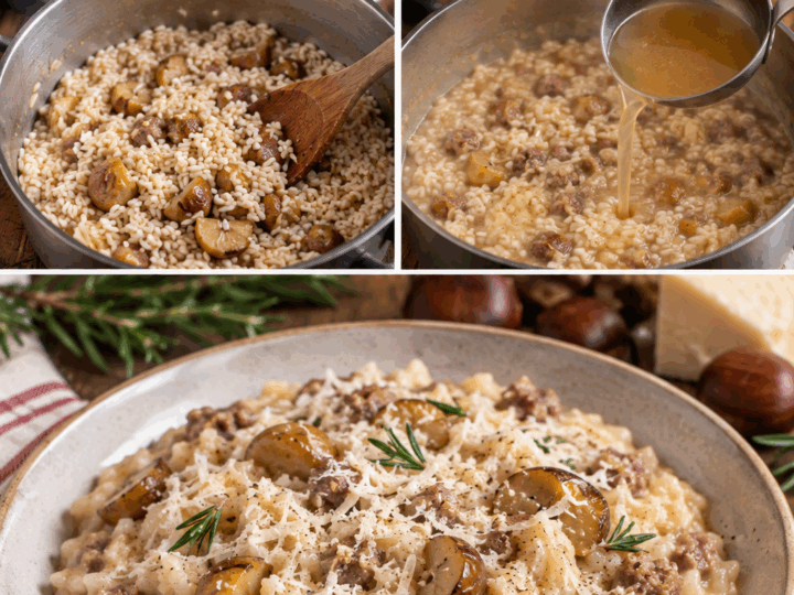 Risotto alle Castagne con Salsiccia, Rosmarino e Pecorino – Toscana