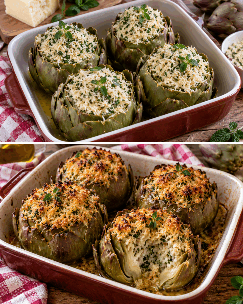 Carciofi Ripieni al Forno con Pecorino e Mentuccia – Lazio