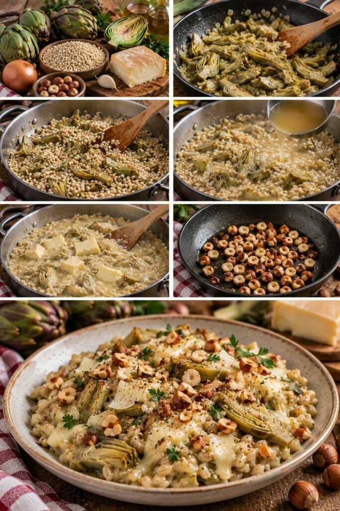 Orzotto Cremoso con Carciofi, Taleggio e Nocciole Tostate – Lombardia