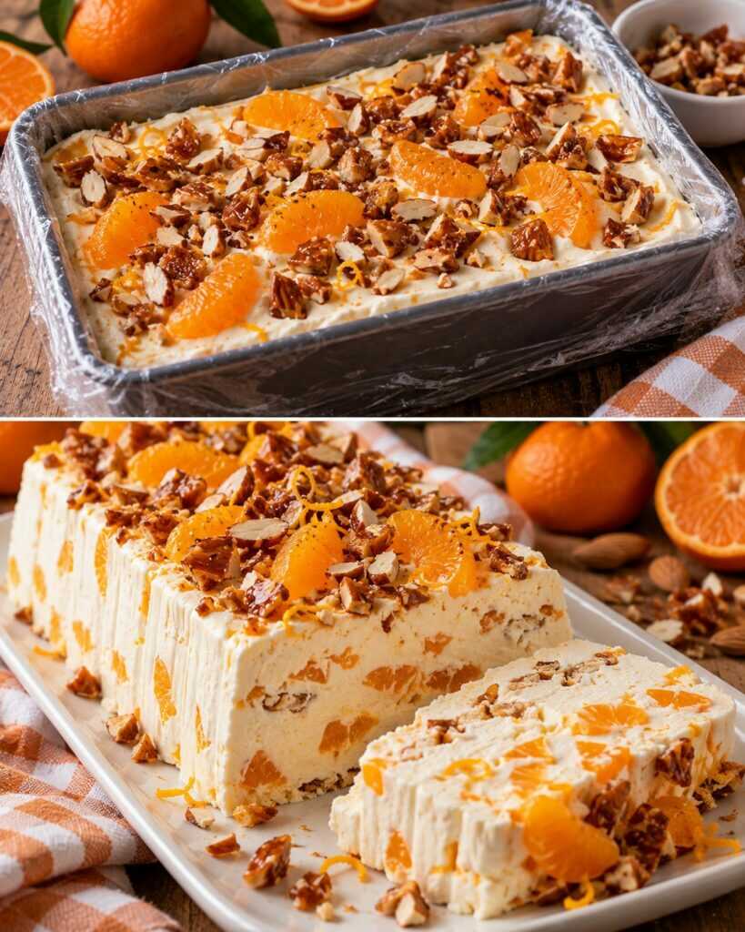 Semifreddo alla Ricotta con Mandarino e Croccante di Mandorle