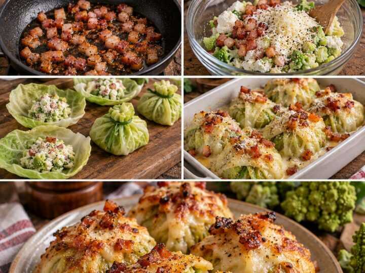 Fagottini di Cavolo Romanesco con Ricotta, Guanciale e Pecorino