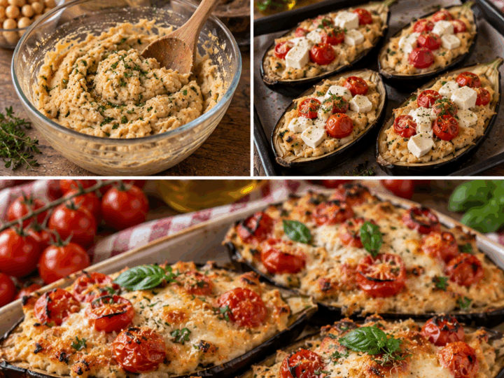 Barchette di Melanzane con Crema di Ceci, Provola e Pomodorini – Sicilia