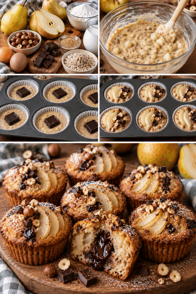 Tortine di Pere con Nocciole e Cuore di Cioccolato Fondente – Piemonte