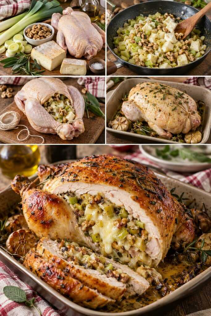 Pollo Ripieno di Porri, Taleggio e Noci al Forno – Lombardia